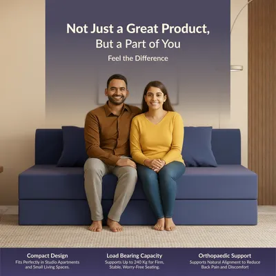 FoldPRO Sofa-Cum-Bed | 3 Seater | Blue