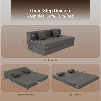 FoldPRO Sofa-Cum-Bed | 1 Seater | Grey